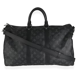 Louis Vuitton-Louis Vuitton Monogram Eclipse Canvas Keepall Bandouliere 45-Brown,Black