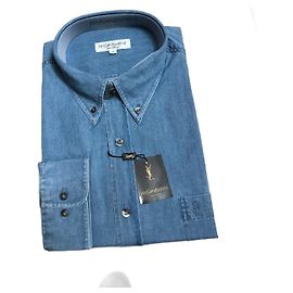 Camicia Yves Saint Laurent blu in cotone e poliestere Blu