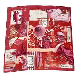 Lenço de seda Dior branco e vermelho 85x85 cm Branco Vermelho