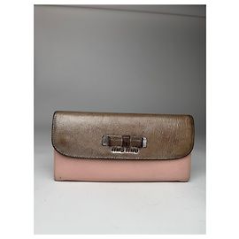 Vintage Miu Miu Leather Wallet Beige Silver Pink