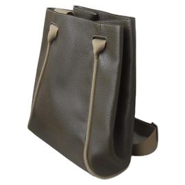 Delvaux Deux Backpack Khaki Leather Khaki