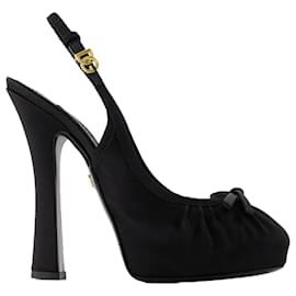 Dolce & Gabbana-Slingback Pumps - Dolce&Gabbana - Silk - Black-Black