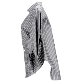 Balenciaga- Balenciaga Wardrobe Swing Striped Twisted Shirt in Grey Cotton-Grey
