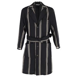 Vivienne Westwood Belted Striped Coat in Wool Black