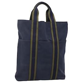 Hermès-HERMES Fourre Tout Cabass Sac Tote Toile Marine Kaki Auth ti2791-Kaki,Bleu Marine
