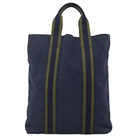 Hermès-HERMES Fourre Tout Cabass Sac Tote Toile Marine Kaki Auth ti2791-Kaki,Bleu Marine