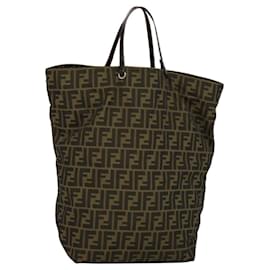 Fendi-FENDI Zucca Canvas Hand Bag Brown Black Auth th5711-Brown,Black