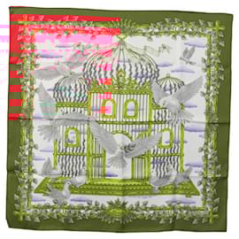 Hermès-HERMES Carre 90 Scarf ""ENVOL"" Silk Red Auth ac3618-Red