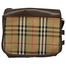 Autre Marque-Burberrys Nova Check Shoulder Bag Canvas Leather Brown Gold Auth BA335-Brown,Golden