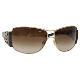 Chanel-CHANEL COCO Mark Sunglasses metal Gold CC Auth yk17706-Golden