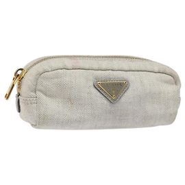 Pochette Prada en toile grise et dorée Auth ac3649 Marron Doré