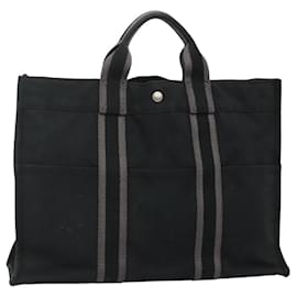 Hermès-HERMES Fourre Tout MM Sac à Main Toile Noir Auth ti2873-Noir