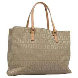 Fendi-FENDI Zucchino Canvas Tote Bag Beige Auth mr1029-Beige