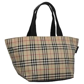Autre Marque-Burberrys Nova Check Blue Label Tote Bag Nylon Beige Black Auth bs23599-Black,Beige