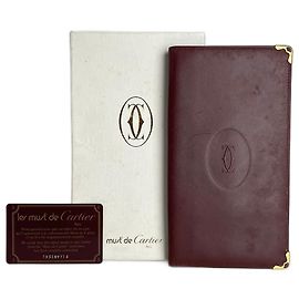 Vintage Cartier Leather ID Holder Burgundy Dark red