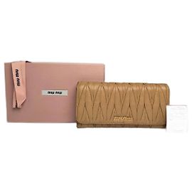 Vintage Miu Miu Metallasse Leather Wallet Caramel Brown