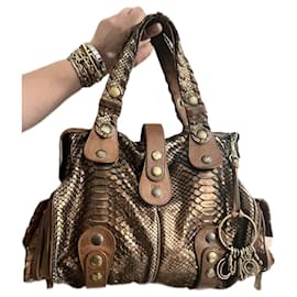 Chloé Bronze Python Silverado Shoulder Bag Bronze