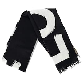 Burberry-Burberry Love Logo Football Scarf in Black Wool -Black