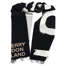 Burberry-Burberry Love Logo Football Scarf in Black Wool -Black