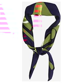 Hermès-Red and purple silk floral printed scarf-Red