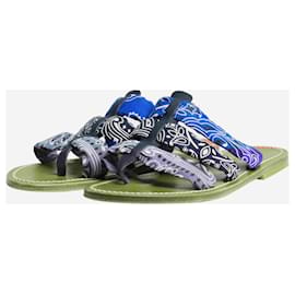 Autre Marque-Blue paisley-strap flat sandals - size EU 41-Blue