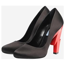 Prada-Satin lightning bolt heels - UK 5-Black