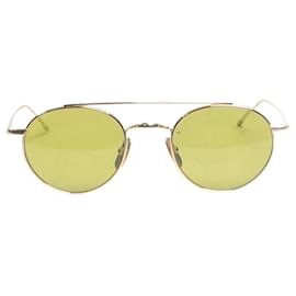 Thom Browne-Gold titanium round sunglasses-Golden