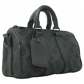 Louis Vuitton-Louis Vuitton Monogram Taurillon Keepall Bandouliere 25-Black