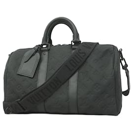 Louis Vuitton-Louis Vuitton Monogram Taurillon Keepall Bandouliere 35 Handbag-Black