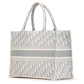Dior-Dior Gray Medium Oblique Canvas Book Tote-Brown,Grey