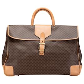 Céline-Celine Brown Macadam Coated Canvas Travel Bag-Brown