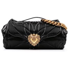 Dolce & Gabbana-Dolce & Gabbana Black Quilted Nylon Devotion Satchel-Black