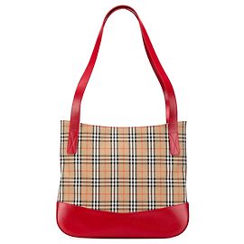 Burberry Beige Haymarket Check Canvas Tote Beige
