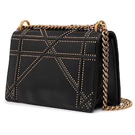 Dior-Dior Black Medium Studded Lambskin Diorama Flap-Black