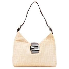 Fendi-Fendi Brown Zucca Canvas Shoulder Bag-Brown,Beige