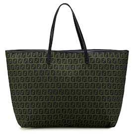 Fendi-Fendi Red Medium Zucchino Canvas Roll Tote-Red,Dark red