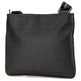 Fendi-Fendi Black Zucca Coated Canvas Crossbody-Black