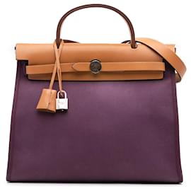 Hermès-Hermès Purple Toile Herbag Zip 31-Autre,Violet