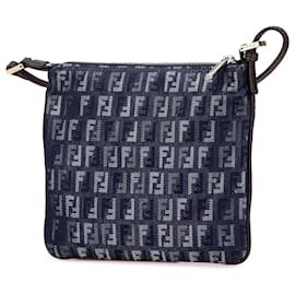 Fendi-Fendi Bleu Zucchino Denim Bandoulière-Bleu,Bleu foncé