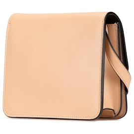 Fendi-Fendi Brown Leather Crystal Fab Crossbody-Brown,Beige