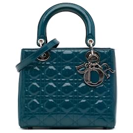 Dior-Dior Blue Medium Patent Cannage Lady Dior-Blue,Turquoise