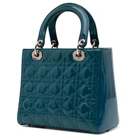 Dior-Dior Blue Medium Patent Cannage Lady Dior-Blue,Turquoise