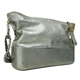 Chanel-Chanel Gabrielle Calfskin Shoulder Bag-Silvery