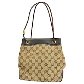 Gucci-Gucci Handbag GG Canvas 109143-Brown,Beige
