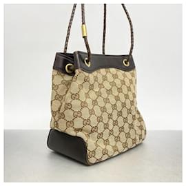 Gucci-Gucci Handbag GG Canvas 109143-Brown,Beige