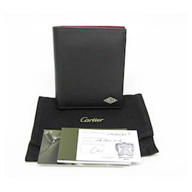 Cartier-Cartier Logo L3001457 Men's Leather Bill Wallet-Black,Dark red