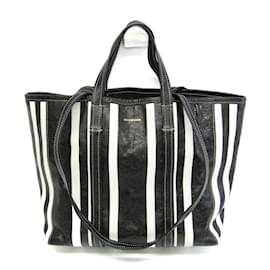 Balenciaga-Balenciaga Barbes Medium Shopper Tote Bag-Black,White