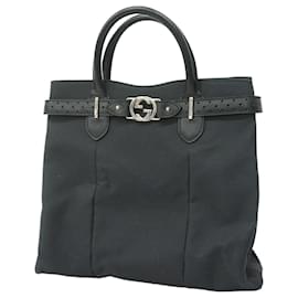 Gucci-Gucci Black Canvas Tote Bag-Black
