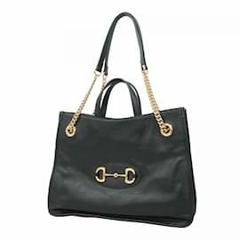 Gucci-Gucci Black Leather Tote Bag-Black
