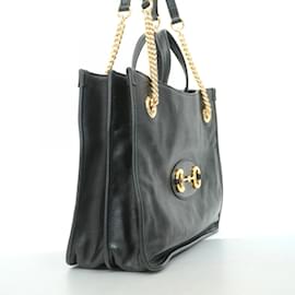 Gucci-Gucci Black Leather Tote Bag-Black